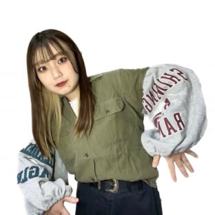 リメイク　ARMYシャツ　プリントスウェット　バルーン袖 R-1963 C ⑦