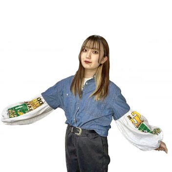 リメイク　デニムシャツ　プリントスウェット　バルーン袖 R-1962 A ⑦